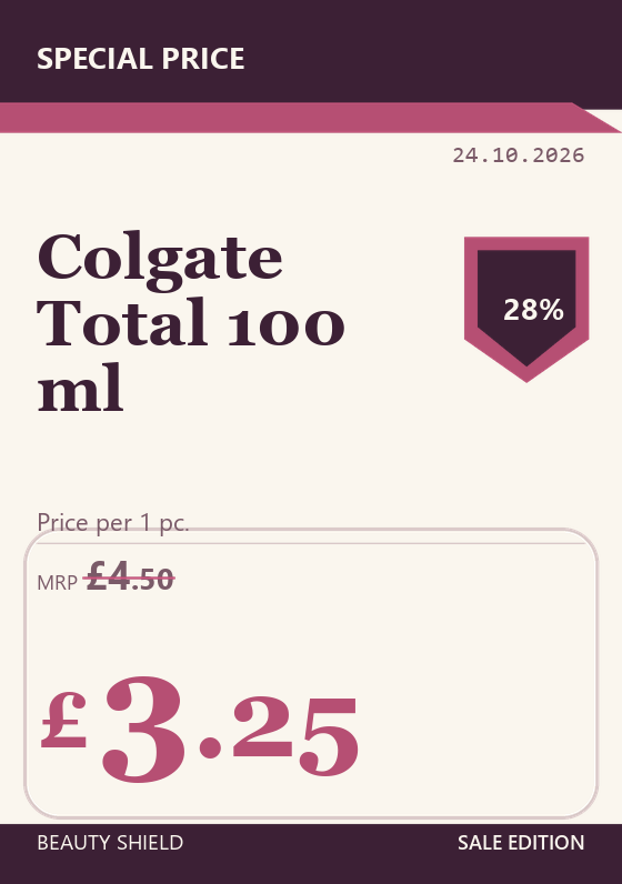 Colgate Total 100 ml price tag