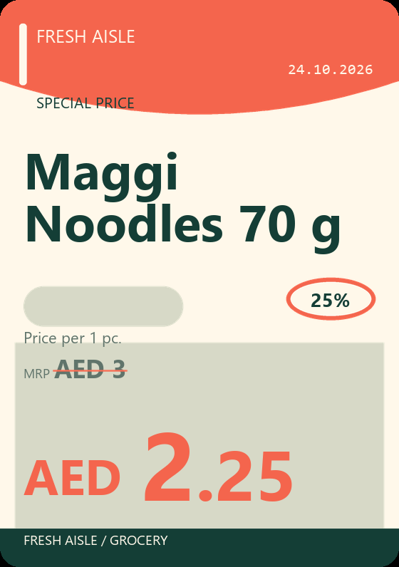Maggi Noodles 70 g price tag