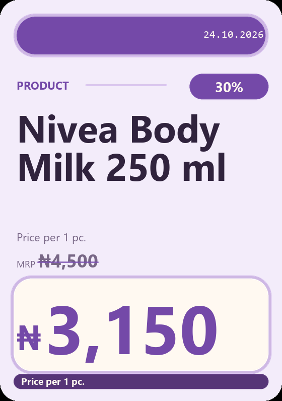Nivea Body Milk 250 ml price tag
